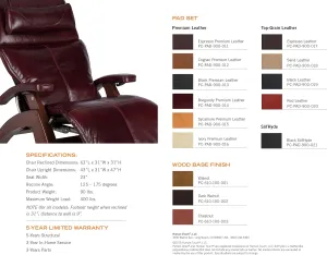 Perfect Chair Human Touch PC-610 Omni-Motion Power Walnut Zero-Gravity Recliner   Jade Heat Therapy Kit - Black Premium Leather