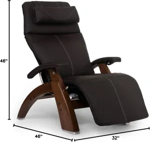 Perfect Chair Human Touch PC-610 Omni-Motion Series 2 Power Recline Walnut Wood Base Zero-Gravity Recliner - Gray Premium Leather