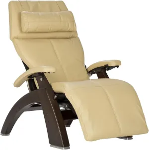 Perfect Chair Human Touch The Omni-Motion Dark Walnut PC-600 Power Recline Ergonomic Zero Gravity Premium Leather Recliner with Memory Foam and Heat - Ivory PC-Live