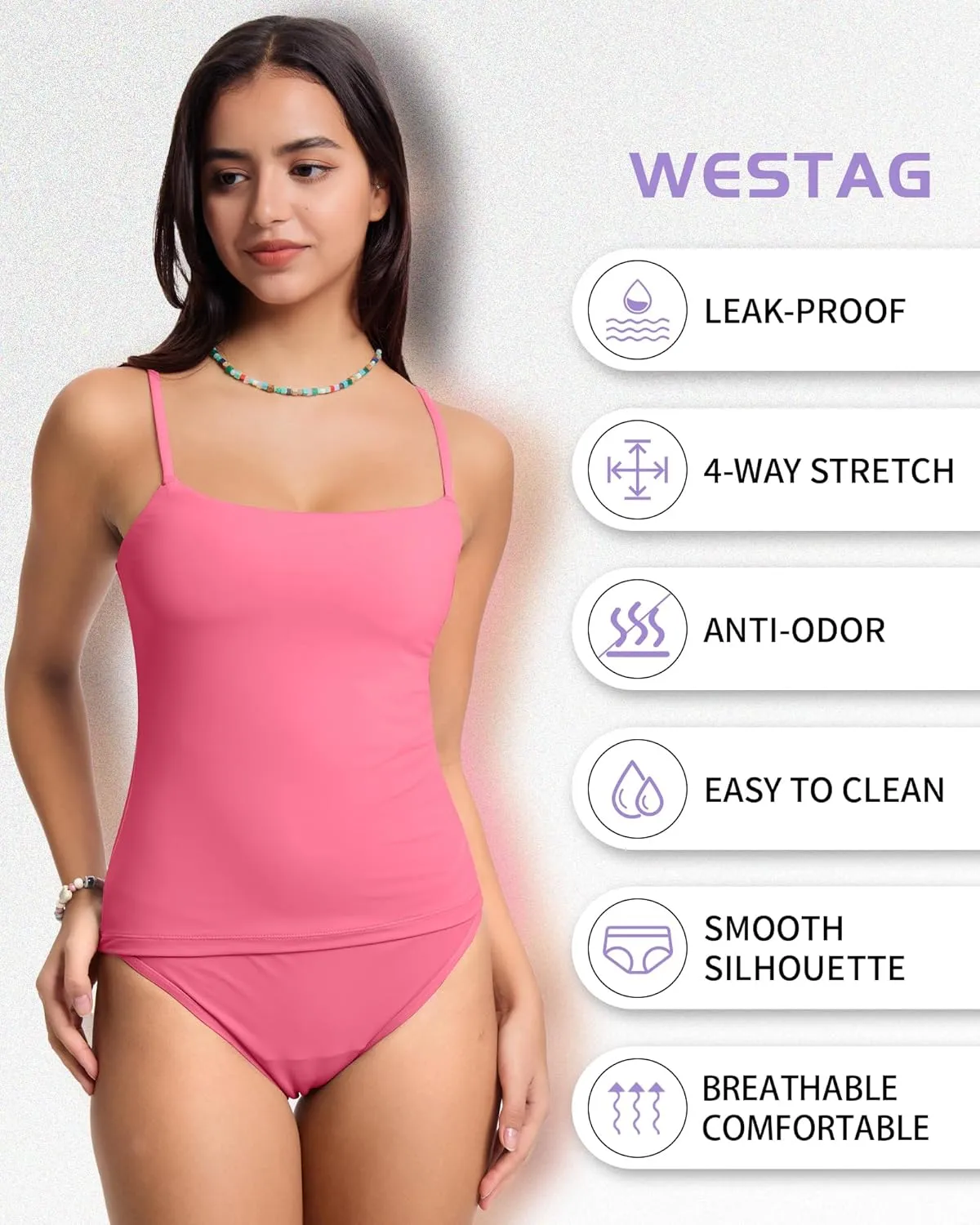 Period Swimwear Two Piece Tankini Sets Menstrual Leakproof Swimsuits Bathing Suit for Teen Girls