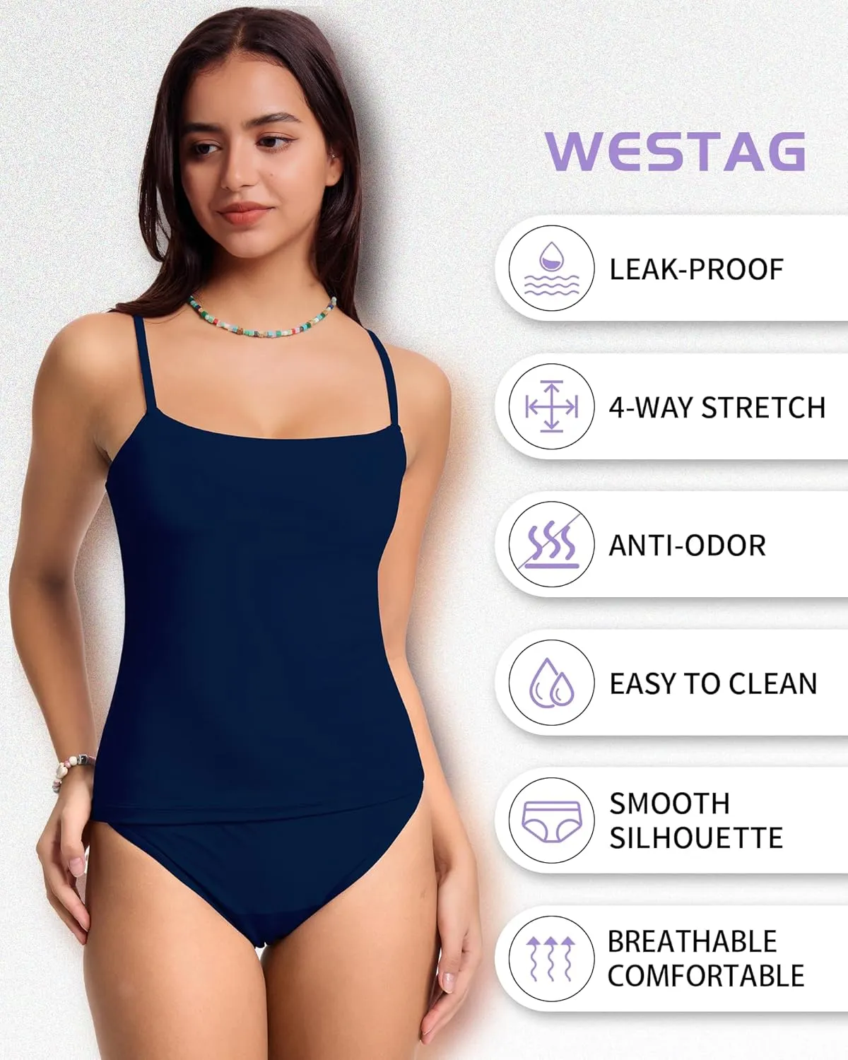 Period Swimwear Two Piece Tankini Sets Menstrual Leakproof Swimsuits Bathing Suit for Teen Girls