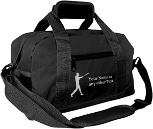 Personalized Passion Small Sports Duffel Bags for Kids - 14” Waterproof Travel Duffle with Embroidered Name & Baseball Design - Black Two-Toned Kids Weekender Bag for Boys and Girls