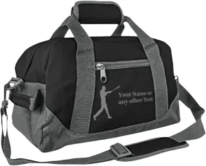 Personalized Passion Small Sports Duffel Bags for Kids - 14” Waterproof Travel Duffle with Embroidered Name & Baseball Design - Black/Gray Two-Toned Kids Weekender Bag for Boys and Girls