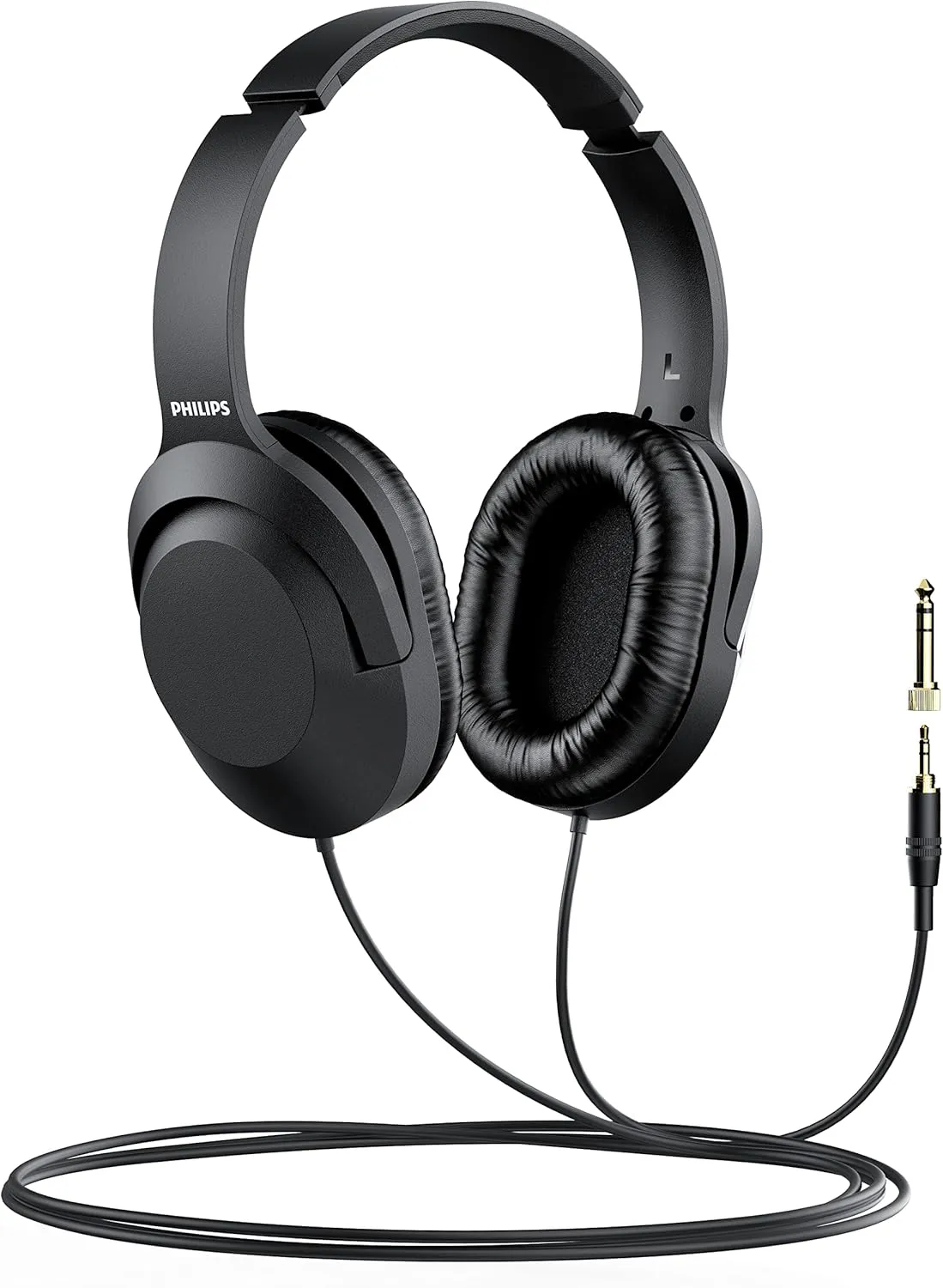 Philips Over Ear Wired Stereo Headphones for Podcasts, Studio Monitoring and Recording Headset for Computer, Keyboard and Guitar with 6.3 mm (1/4") Add On Adapter