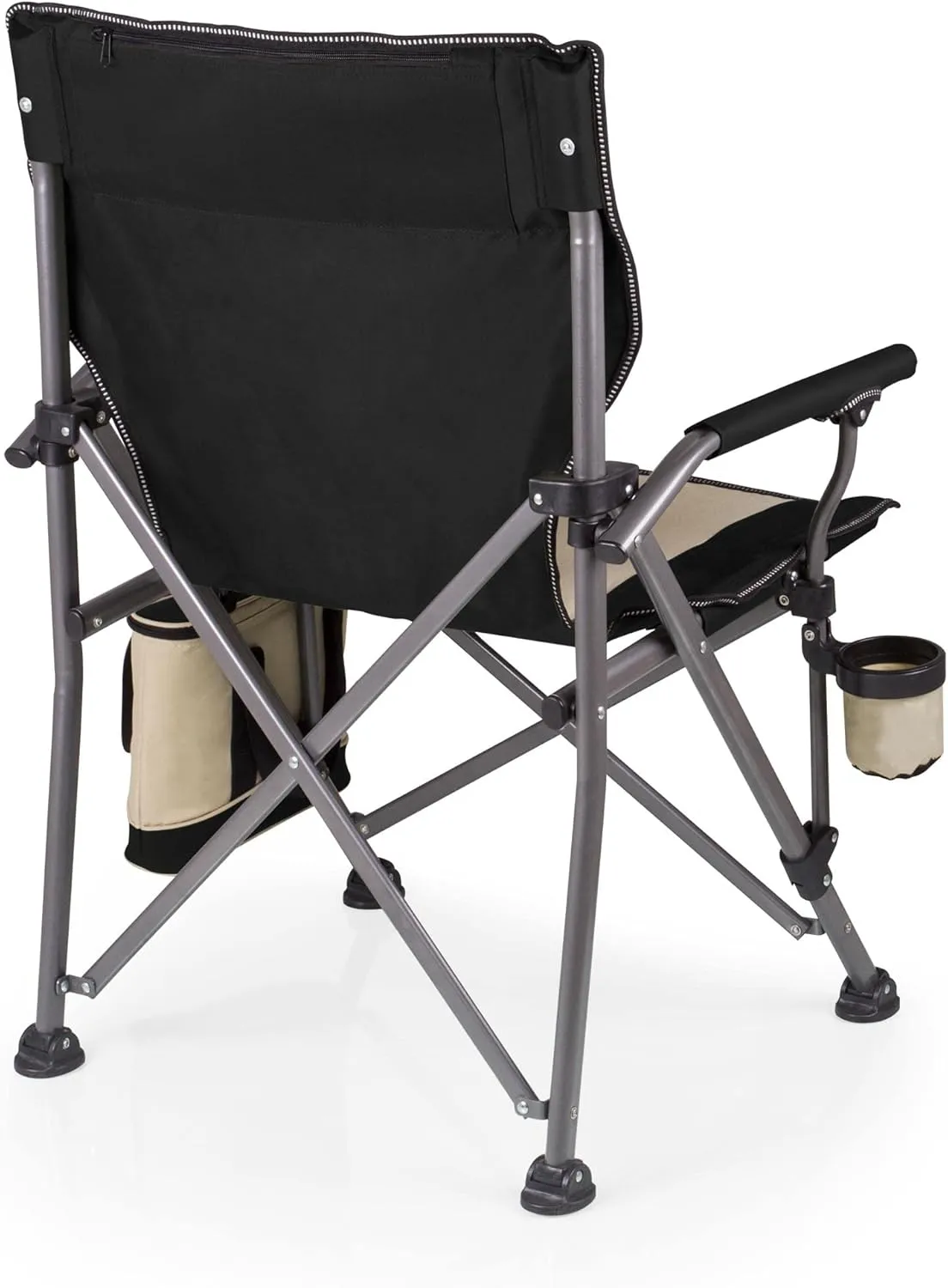 PICNIC TIME Outlander XL Camping Chair with Cooler, Heavy Duty Beach Chair, Outdoor Chair, 400 lb weight capacity, (Black)