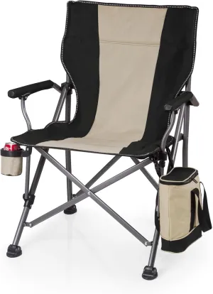 PICNIC TIME Outlander XL Camping Chair with Cooler, Heavy Duty Beach Chair, Outdoor Chair, 400 lb weight capacity, (Black)