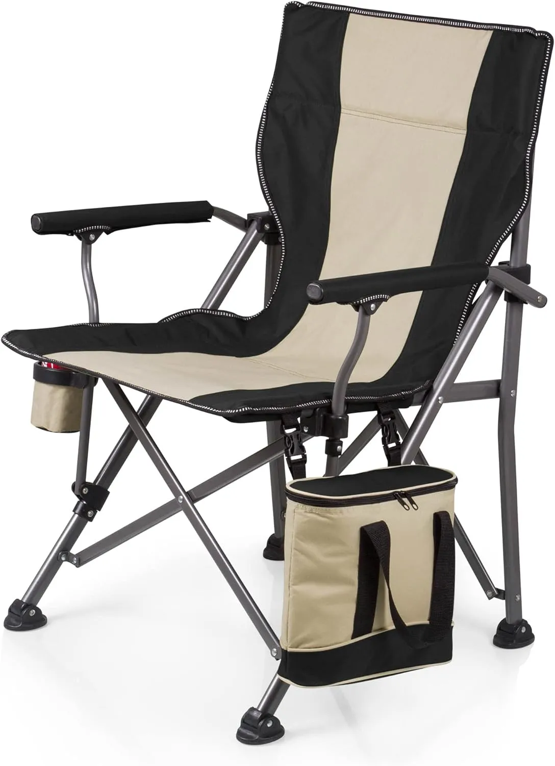 PICNIC TIME Outlander XL Camping Chair with Cooler, Heavy Duty Beach Chair, Outdoor Chair, 400 lb weight capacity, (Black)