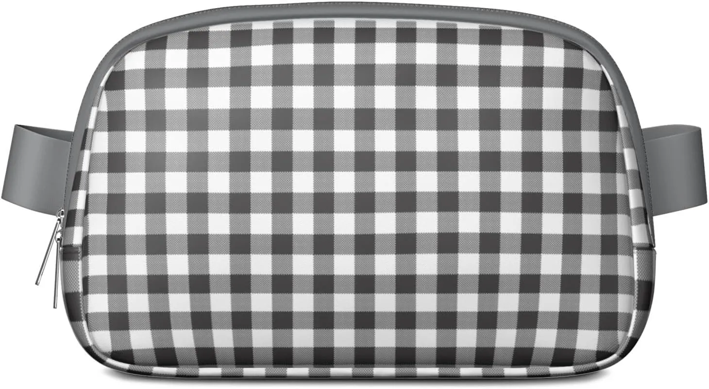 Plaid Mini Belt Bag for Men Women Vintage Checkered Waist Packs Crossbody Bags Adjustable Strap for Hiking Cycling Jogging