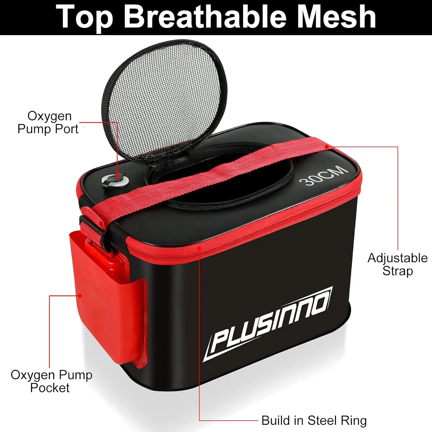 PLUSINNO Fishing Bucket, Foldable Fishing Bait Bucket, Multifunctional Portable Folding Fishing Minnow Bucket Fish Live Bait Container, Outdoor Camping EVA Fishing Bag for Kids and Adult