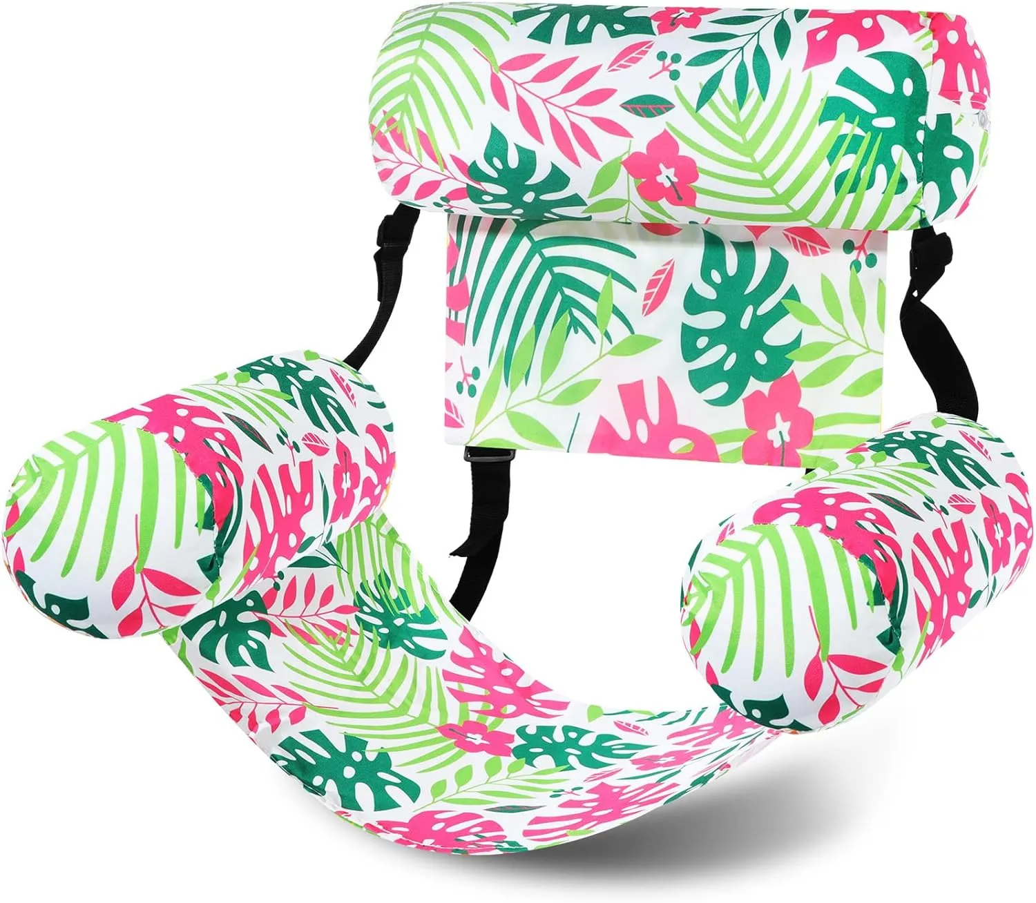 Pool Chair Floats Adult Inflatable Aloha Floating Pool Chairs Water Float Lounger Adjustable Tropical Pattern Cloth Hammock Heavy Duty for Summer Water Beach Lake Party Fun(Pink)