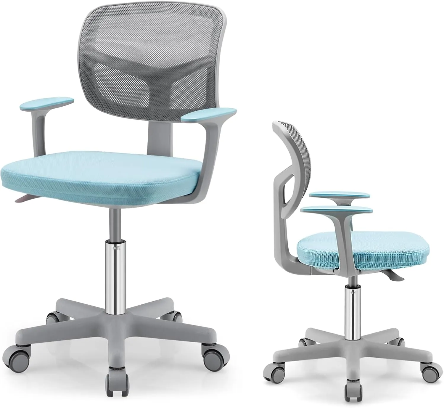 POWERSTONE Kids Desk Chair, Adjustable Mesh Computer Chair with Armrest, Soft Cushion and Mid Back Swivel Office Chair for Teens Students (Blue)