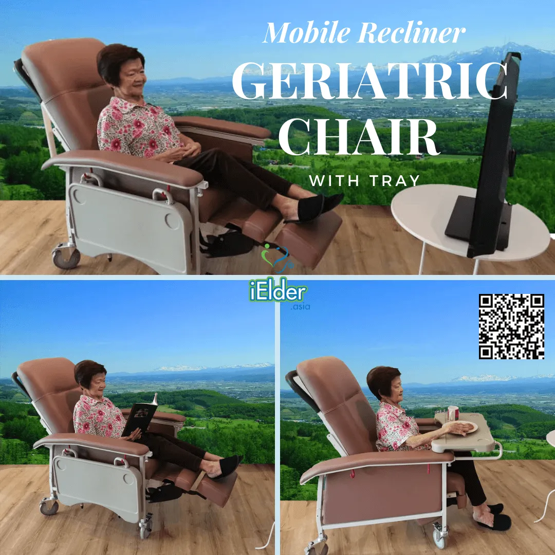 [Pre Order] Mobile Recliner Geriatric Chair with Tray (ETA June 2025)