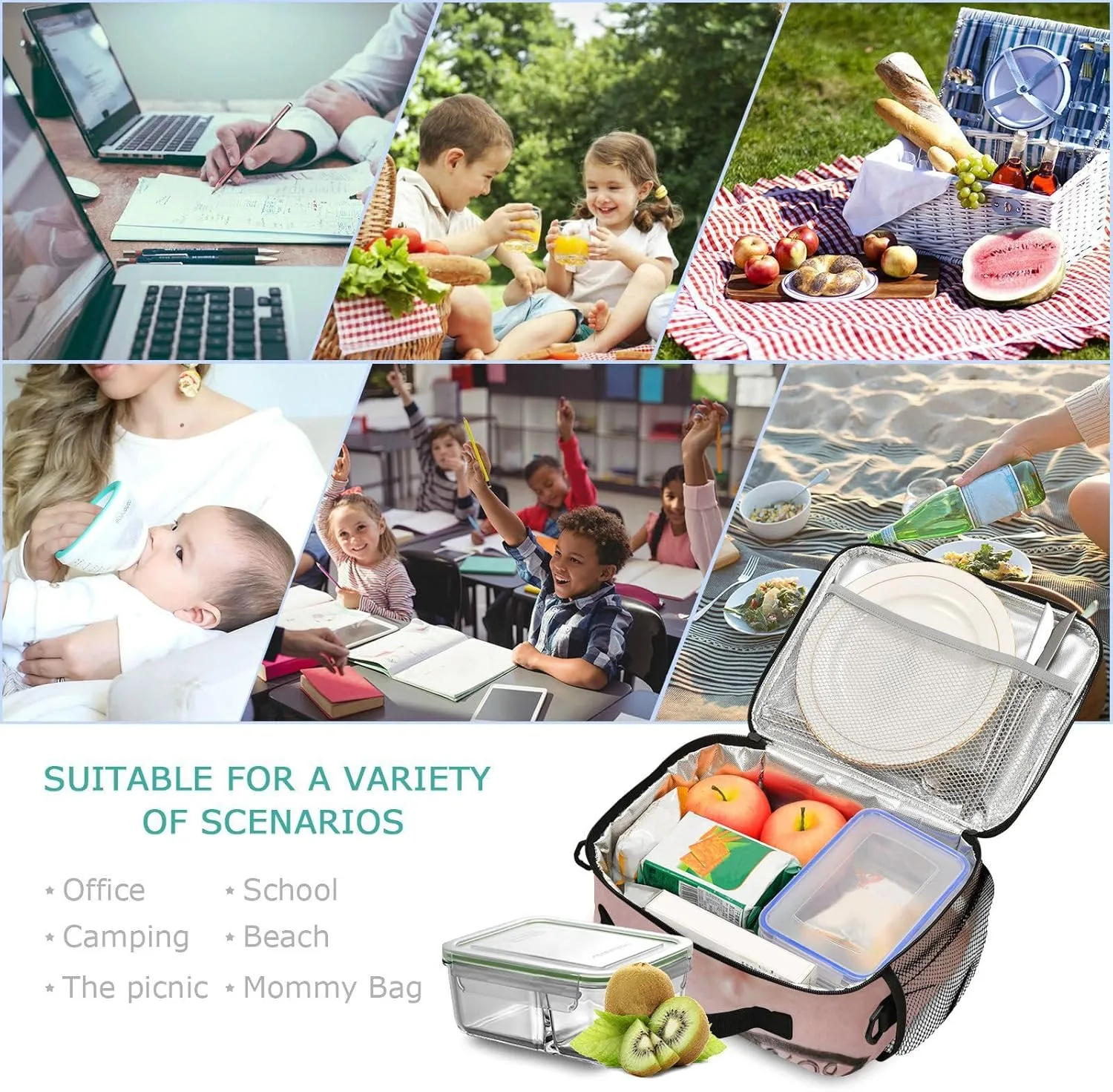 Pregnant Woman Belly Lunch Bag for Women Men Funny Insulated Cooler Tote Bag with Adjustable Shoulder Strap Large Capacity Reusable Leakproof Picnic Lunch Box Outdoor for Adult Office