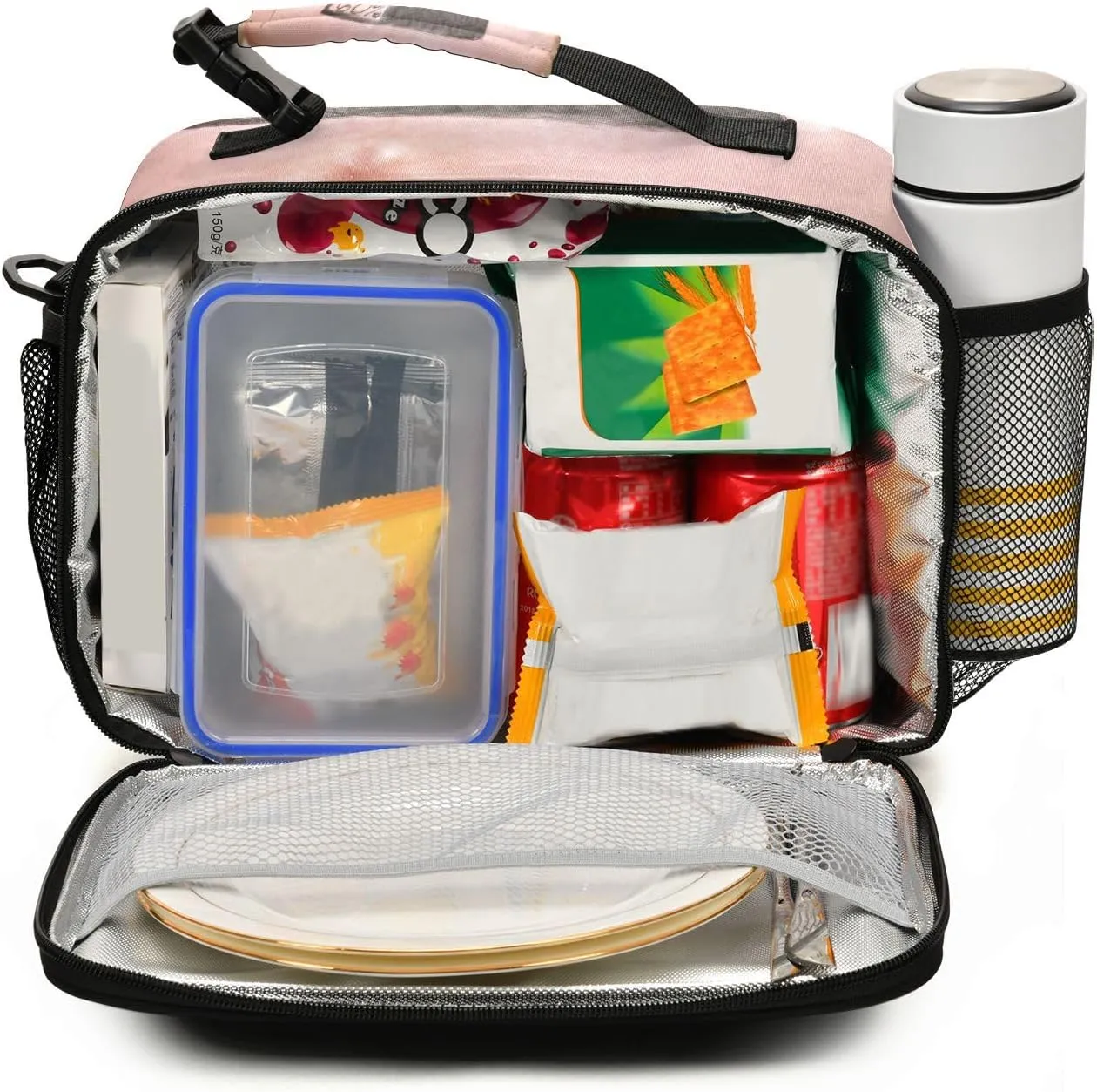 Pregnant Woman Belly Lunch Bag for Women Men Funny Insulated Cooler Tote Bag with Adjustable Shoulder Strap Large Capacity Reusable Leakproof Picnic Lunch Box Outdoor for Adult Office