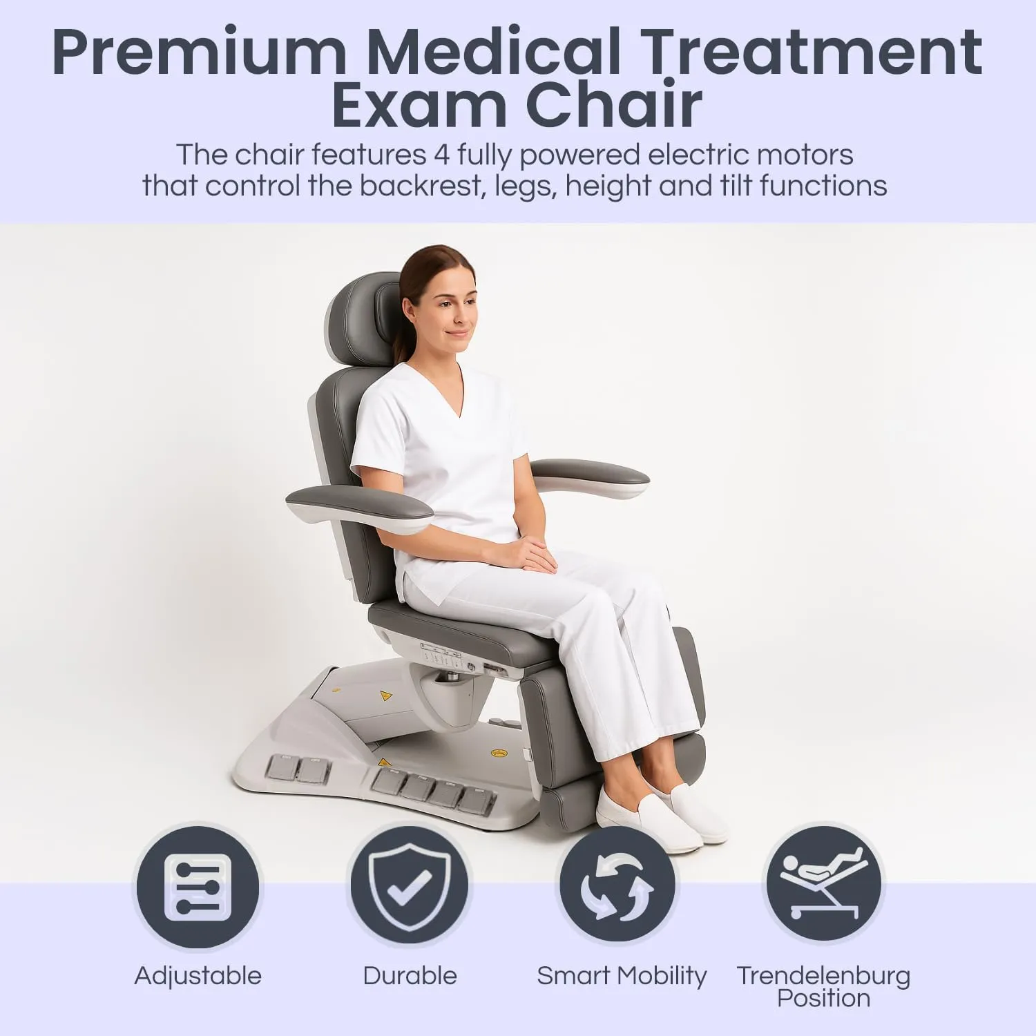 Premium Facial Bed for Esthetician, Electric Med Spa Chair with 120° Rotation, Built-in Foot Controls, Medical-Grade Microfiber, 2-Year Warranty, Memory Functions - 2246EBM, Gray