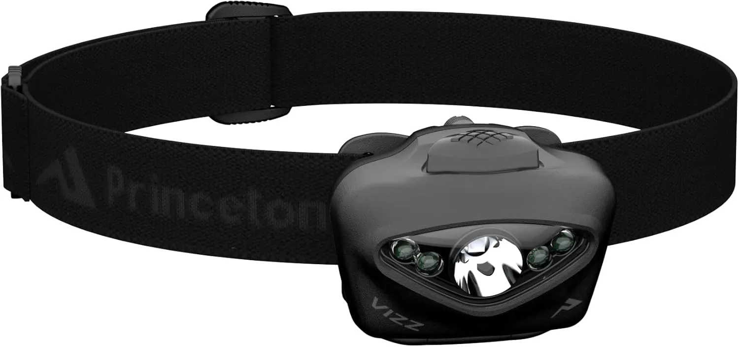 Princeton Tec Vizz Headlamp 550 Lumen Dimmable LED, IPX7 Water Resistance, Essential Outdoor Accessory for Hiking, Backpacking, Camping, Running, and Safety Preparedness, Black, Tactical
