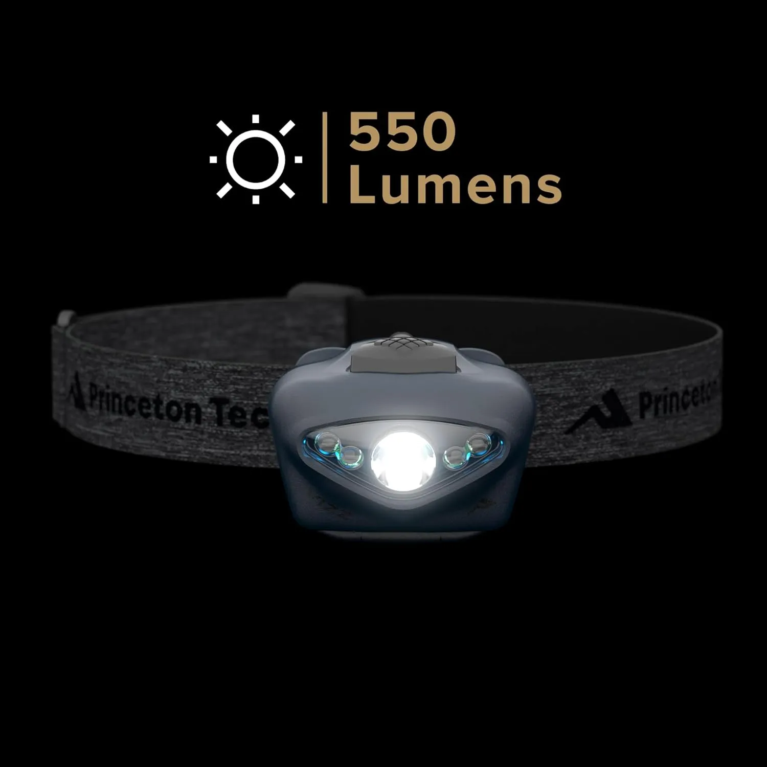 Princeton Tec Vizz Headlamp 550 Lumen Dimmable LED, IPX7 Water Resistance, Essential Outdoor Accessory for Hiking, Backpacking, Camping, Running, and Safety Preparedness, Blue, New Version