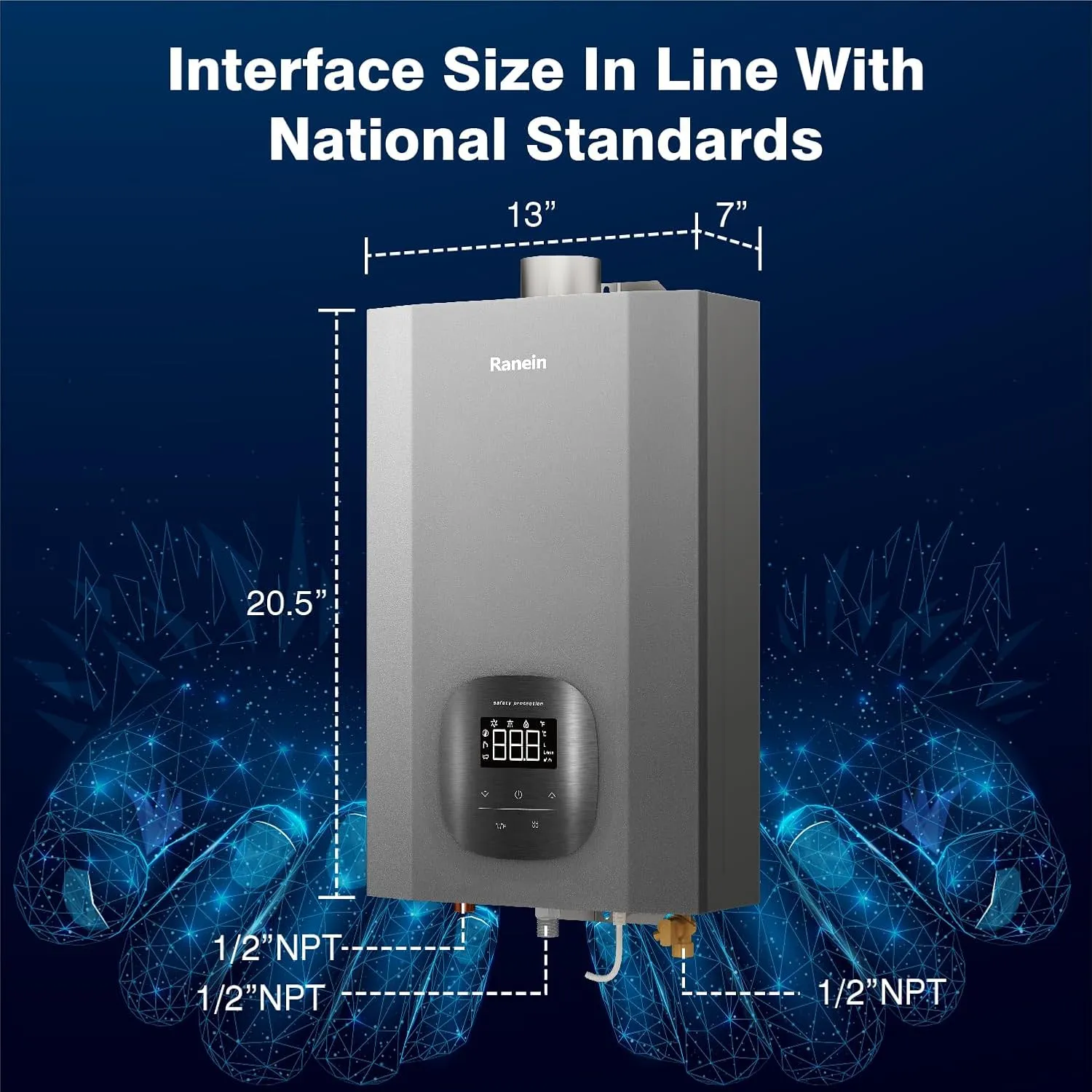 Propane Gas Tankless Water Heater with Vent Pipe, Indoor Max 4.3 GPM, 100,000 BTU Instant Hot Water Heater