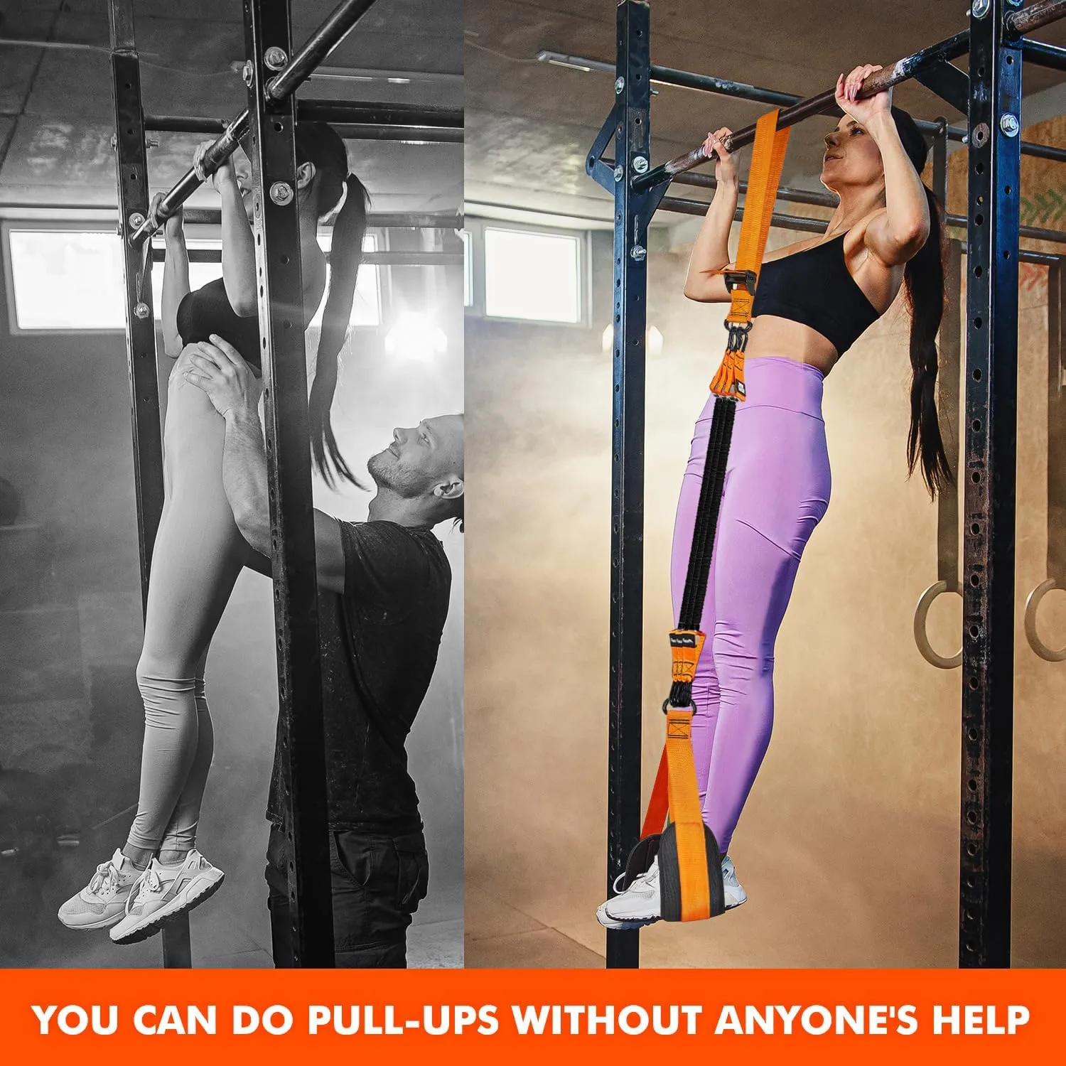 Pull Up Assistance Bands, Heavy Duty Resistance Band for Pull Up Bar, Adjustable Weight/Size with Fabric Feet/Knee Rest, Bands for Pull Up Assist for Strength Training, Pull Up Assist Band