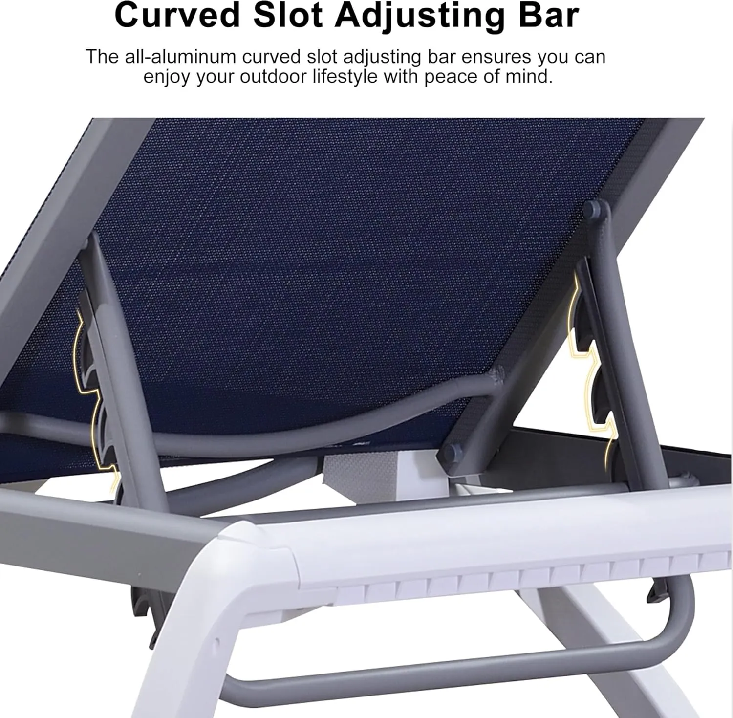 PURPLE LEAF Patio Chaise Lounge Chair Set of 3 Outside Aluminum Plastic Stackable Tanning Chairs for Pool Sunbathing Beach Deck Outdoor Lounger, Dark Blue