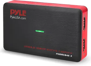 PyleUsa Video Game Capture Card Device with Video Recorder, HDMI Output, Full HD 1080P Live Streaming, USB, SD, PC, DVD, PS4, PS3, XBox One, XBox 360 and Wii - PHDRCB48