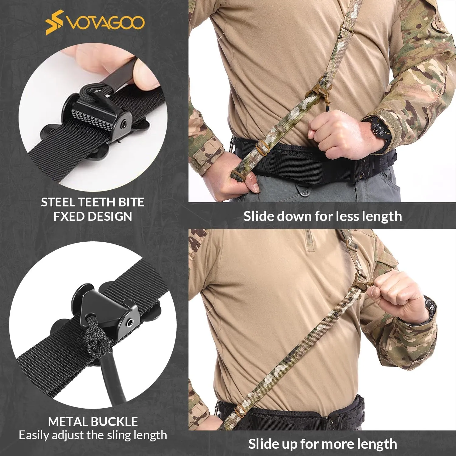 QD Sling 2 Point Sling Swivel Quick Adjust Gun Sling with HK Hook Soft Shoulder Pad, Rifle Sling for Hunting Tactical Strap