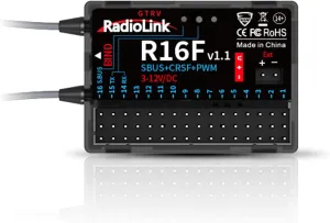 Radiolink R16F 16 Channels RC Receiver, Voltage Telemetry Long Range Control for Airplane, Jet, Boat, Car Works for RC Transmitter T16D/T12D/T8FB/T8S/RC8X/RC6GS V3/RC4GS V3