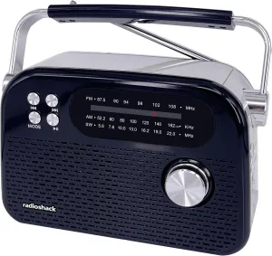RadioShack AM/FM/SW 3-Band Vintage Radio with Bluetooth Function and USB/TF Ports (Black)