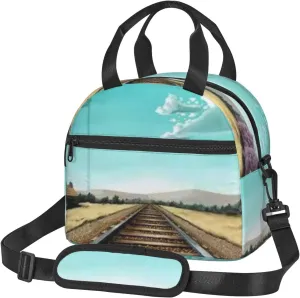 Railroad Bridge Lunch Bag Hand Tote Crossbody Insulated Lunch Bag Large Portable Lunch Box