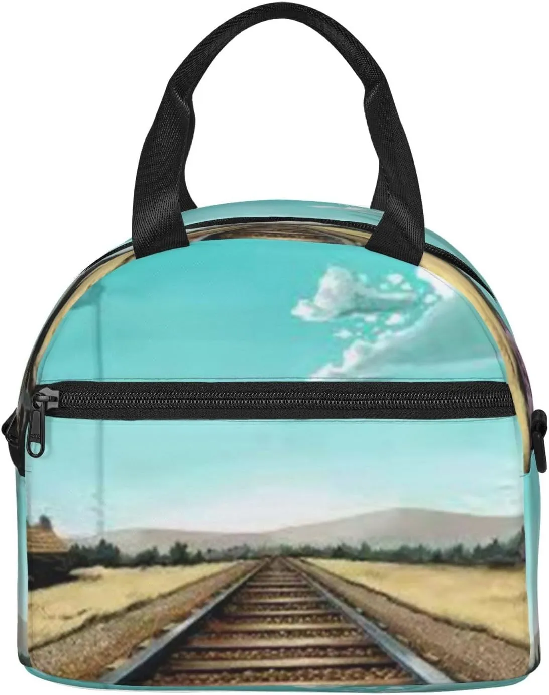 Railroad Bridge Lunch Bag Hand Tote Crossbody Insulated Lunch Bag Large Portable Lunch Box