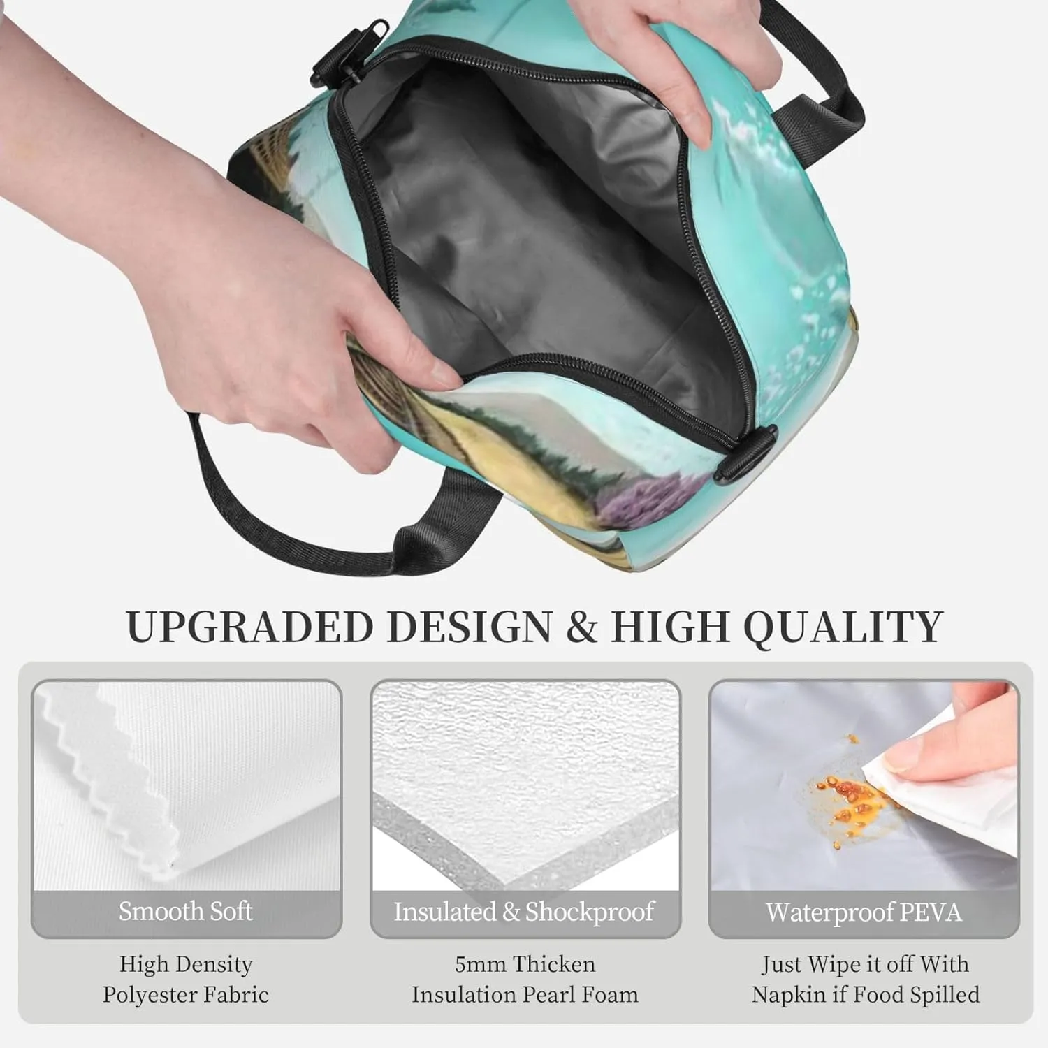 Railroad Bridge Lunch Bag Hand Tote Crossbody Insulated Lunch Bag Large Portable Lunch Box