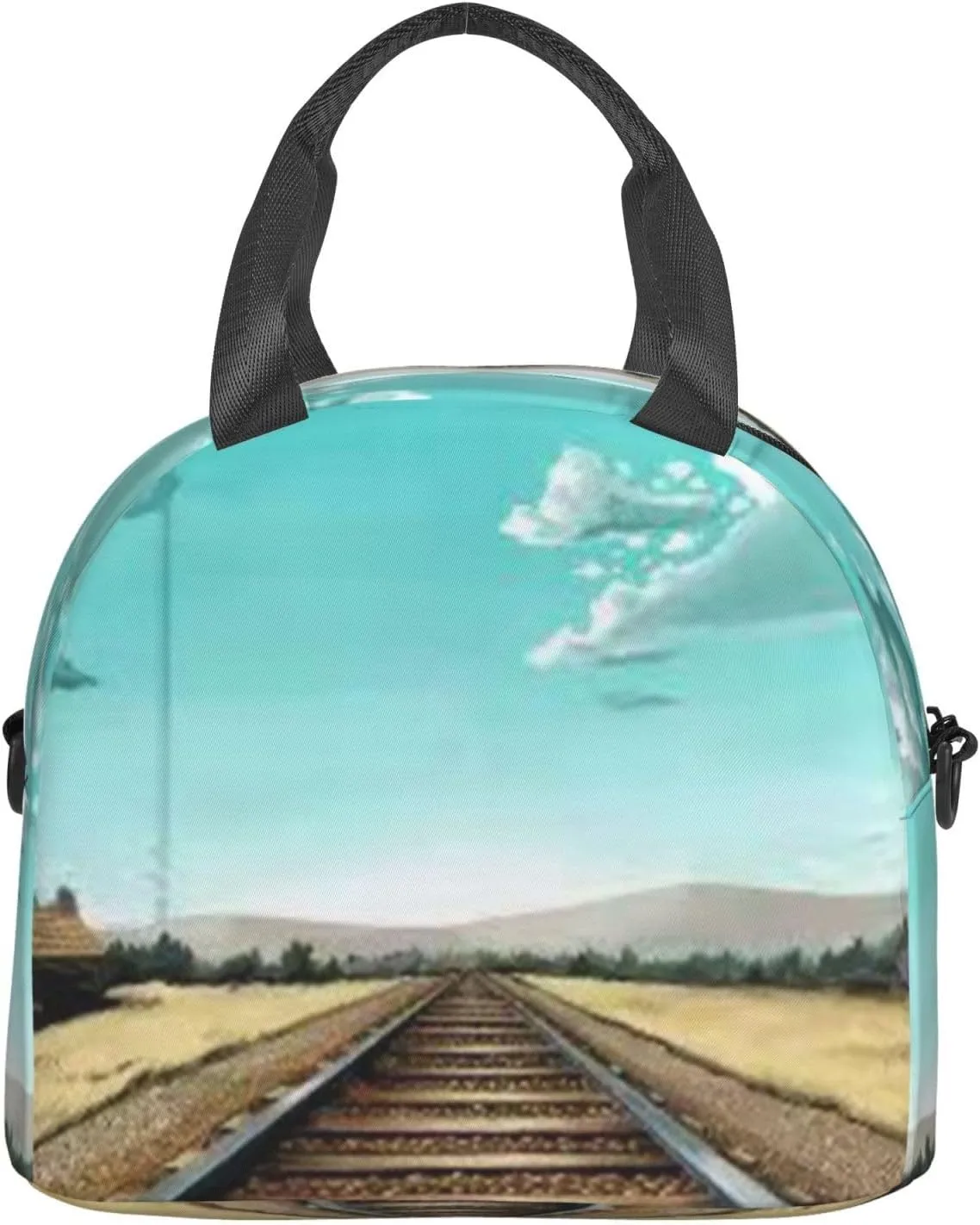 Railroad Bridge Lunch Bag Hand Tote Crossbody Insulated Lunch Bag Large Portable Lunch Box