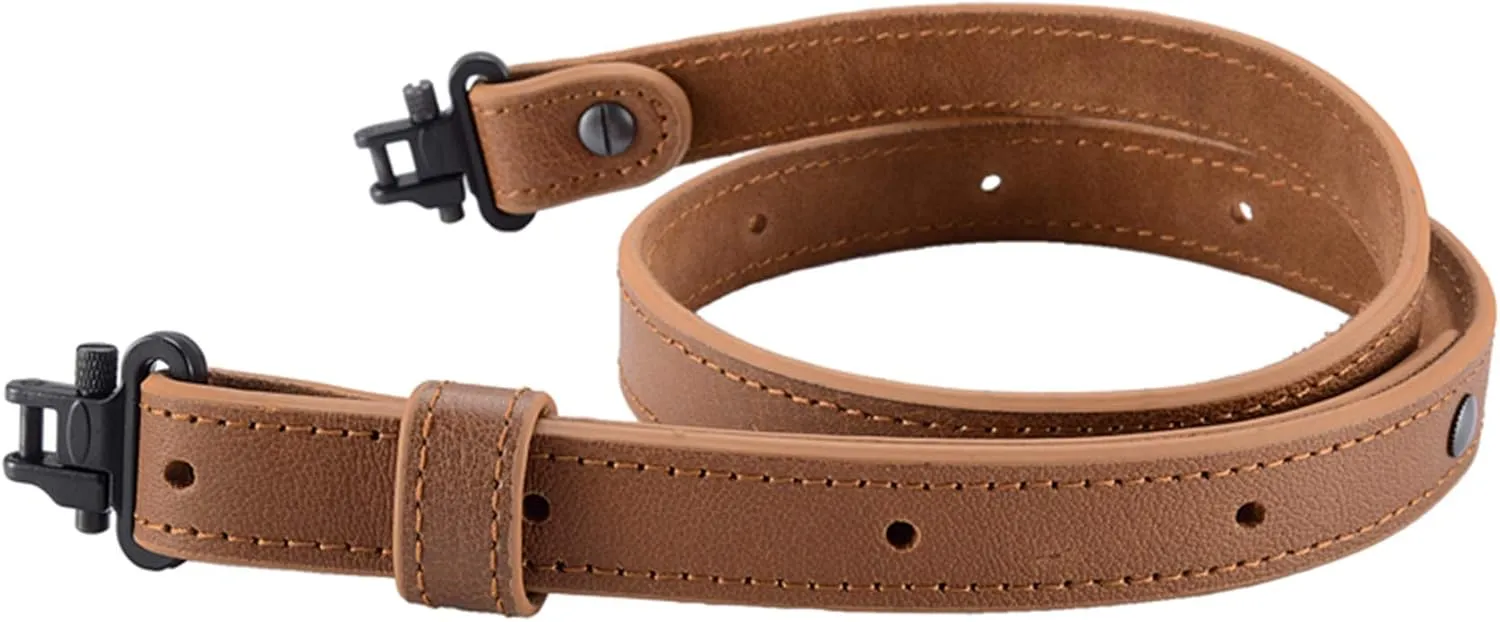 Raiseek Rifle Gun Sling Buffalo Hide Leather with Mil-Spec Swivels,Durable Gun Strap, 1" Wide Metal Hardware