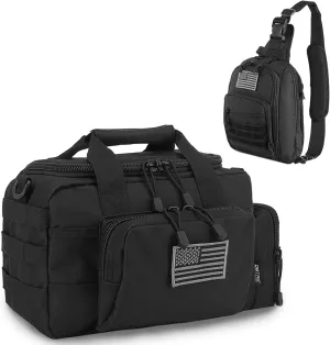Range Bag Small for 2X Pistol (Black)   Tactical Concealed Carry Sling Bag (Black), Lockable Zipper, Durable Material, Compact Design