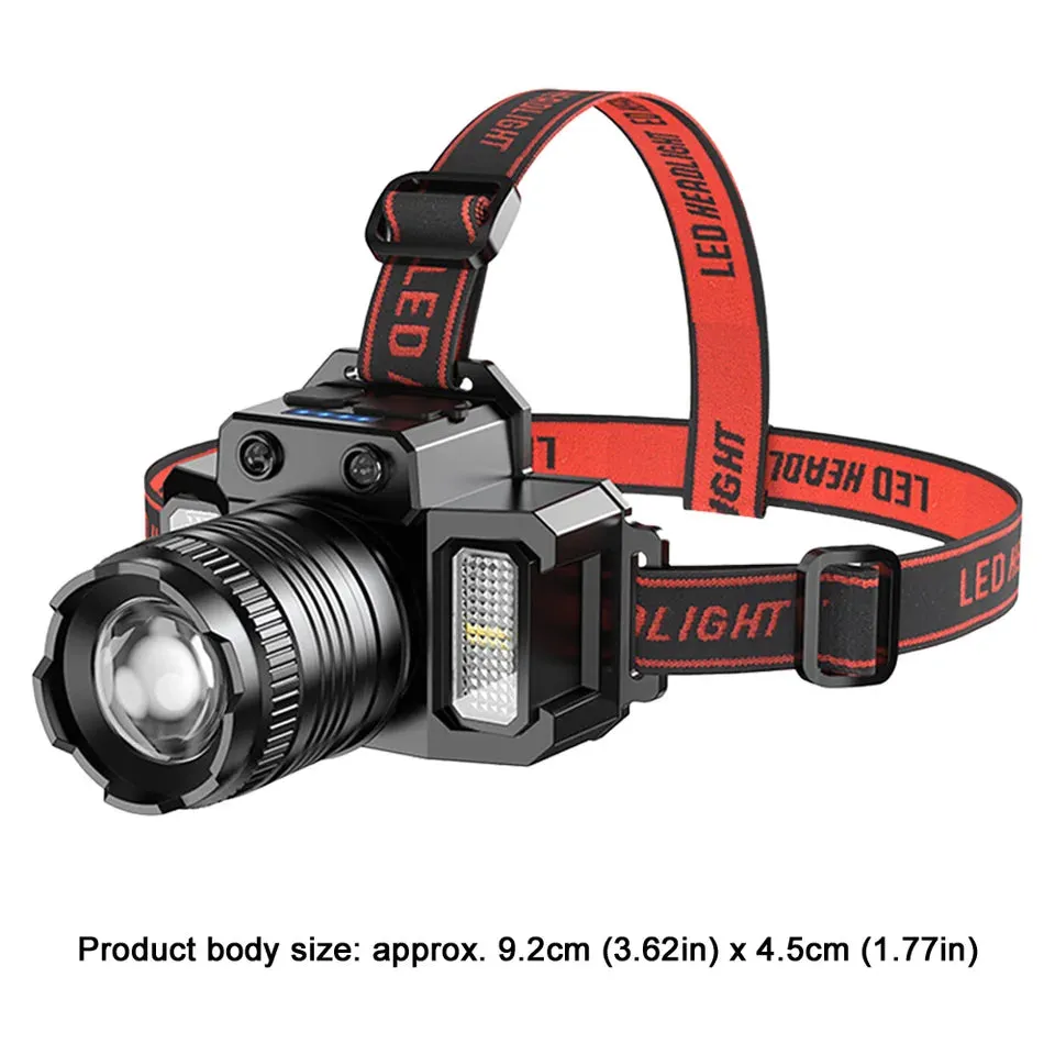 Rechargeable Headlamp Waterproof Headlight Motion Sensor LED Head Lamp 5 Mode for Outdoor Camping Running Hiking Fishing