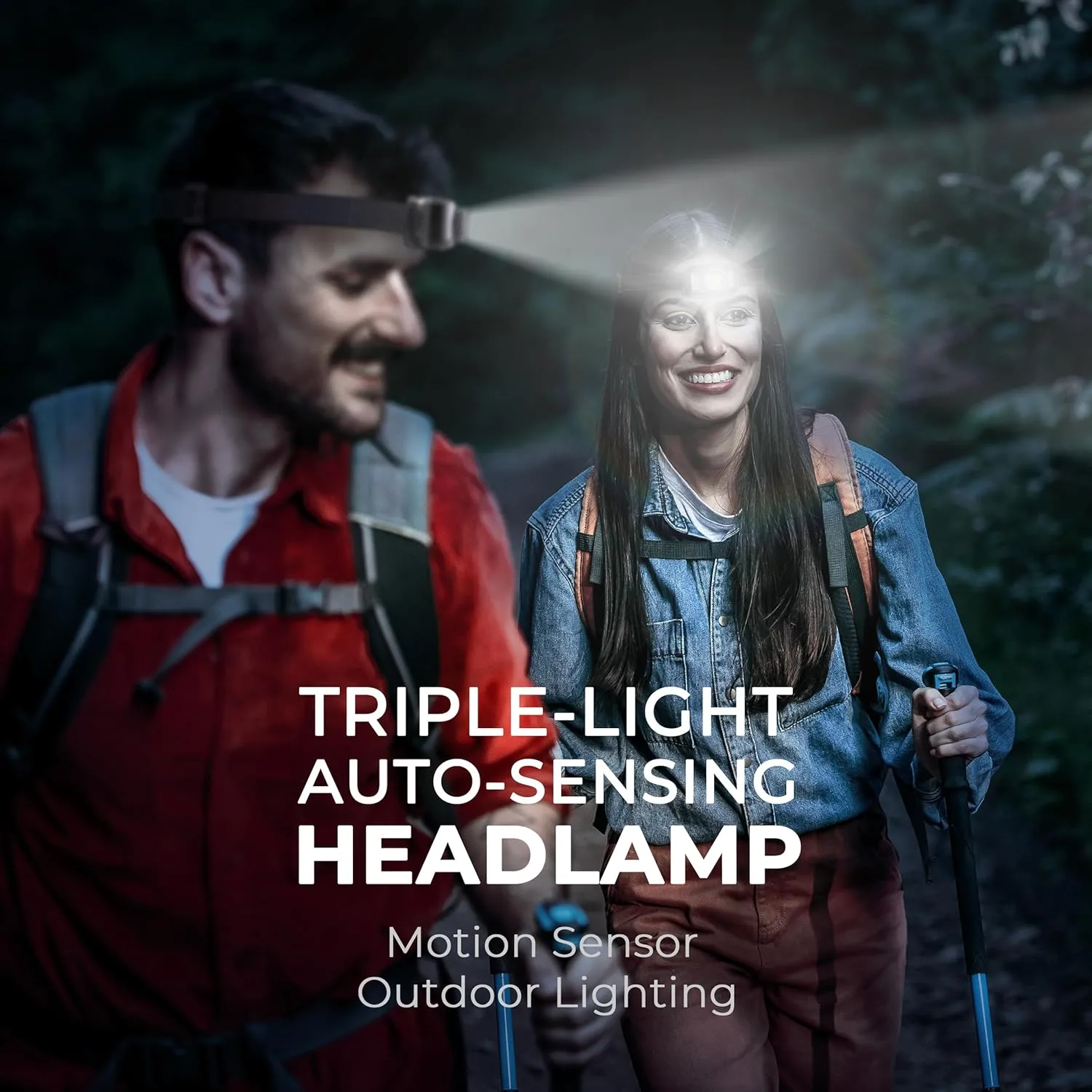 Rechargeable Headlamps Flashlight,1200 Lumens Super Bright LED Head Torches,Sensor Control, 7 Light Settings, IPX5 Waterproof & Lightweight, Ideal for Camping, Running & Hiking Outdoor (2 Pack)