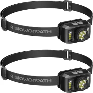 Rechargeable Headlamps Flashlight,1200 Lumens Super Bright LED Head Torches,Sensor Control, 7 Light Settings, IPX5 Waterproof & Lightweight, Ideal for Camping, Running & Hiking Outdoor (2 Pack)
