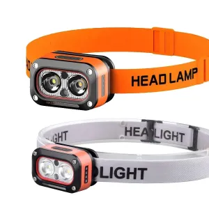 Rechargeable Motion Sensor Headlamp - 45° Adjustable Hands-Free Light for Camping, Hiking & Fishing