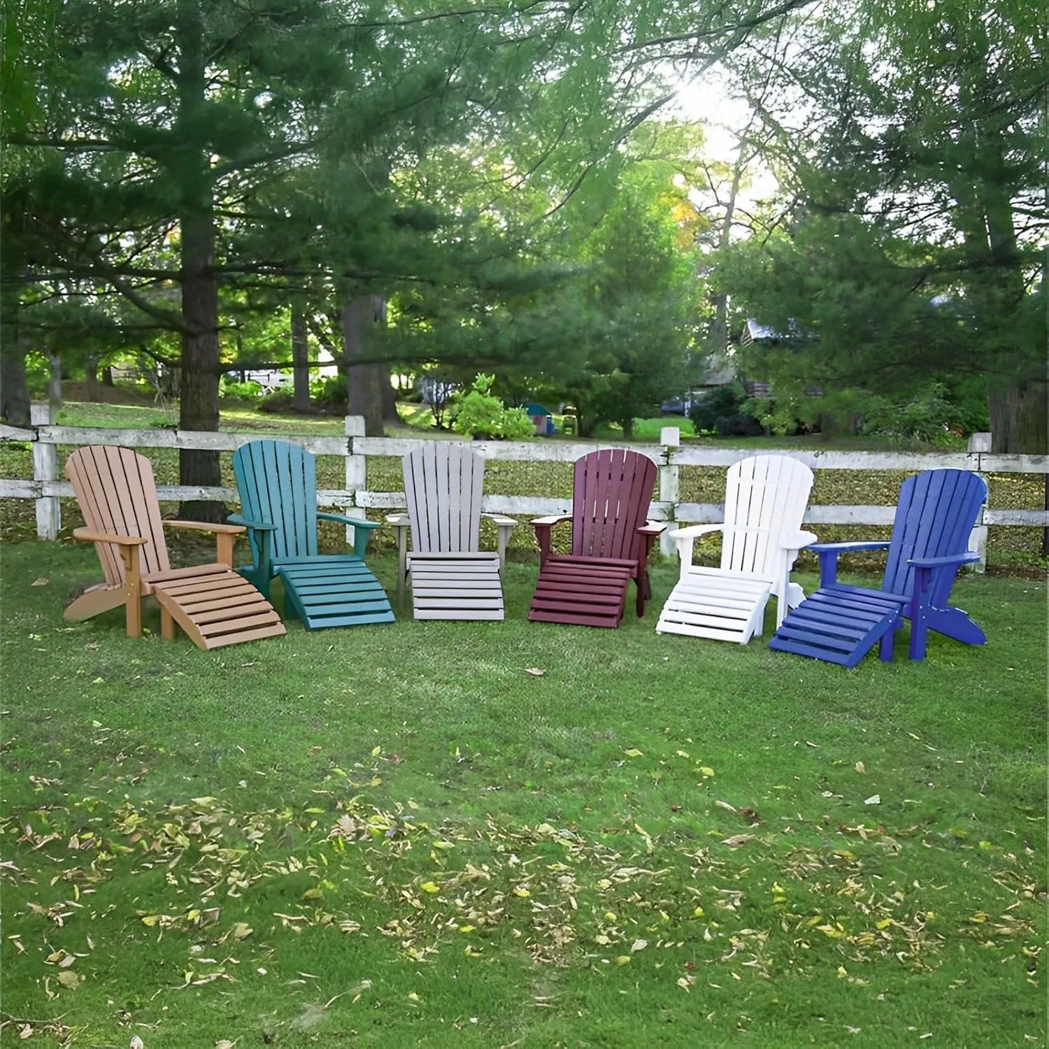 Recycled Plastic HDPE Poly Patio Footstool, Adirondack Chair Ottoman, Outdoor Footrest for Patio, Balcony, Garden, Lawn, Beach, Camping - Made in America (Weatherwood)
