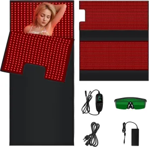 Red Light Therapy Full Body Device, Infrared Light Therapy Large Mat Sleeping Bag for Full Body Wrap, High Power 660nm&850nm 2520 LEDs Whole Body Therapy Blanket for Body Pain Relief, Energy Recovery