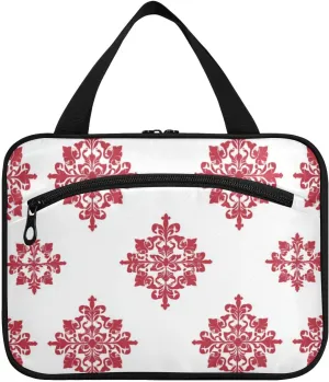 Red Snowflake Classical Chinese hanging bags for women toiletry with hook, designer washable make up bags for travel accessories for women hotel maleta para maquillaje L