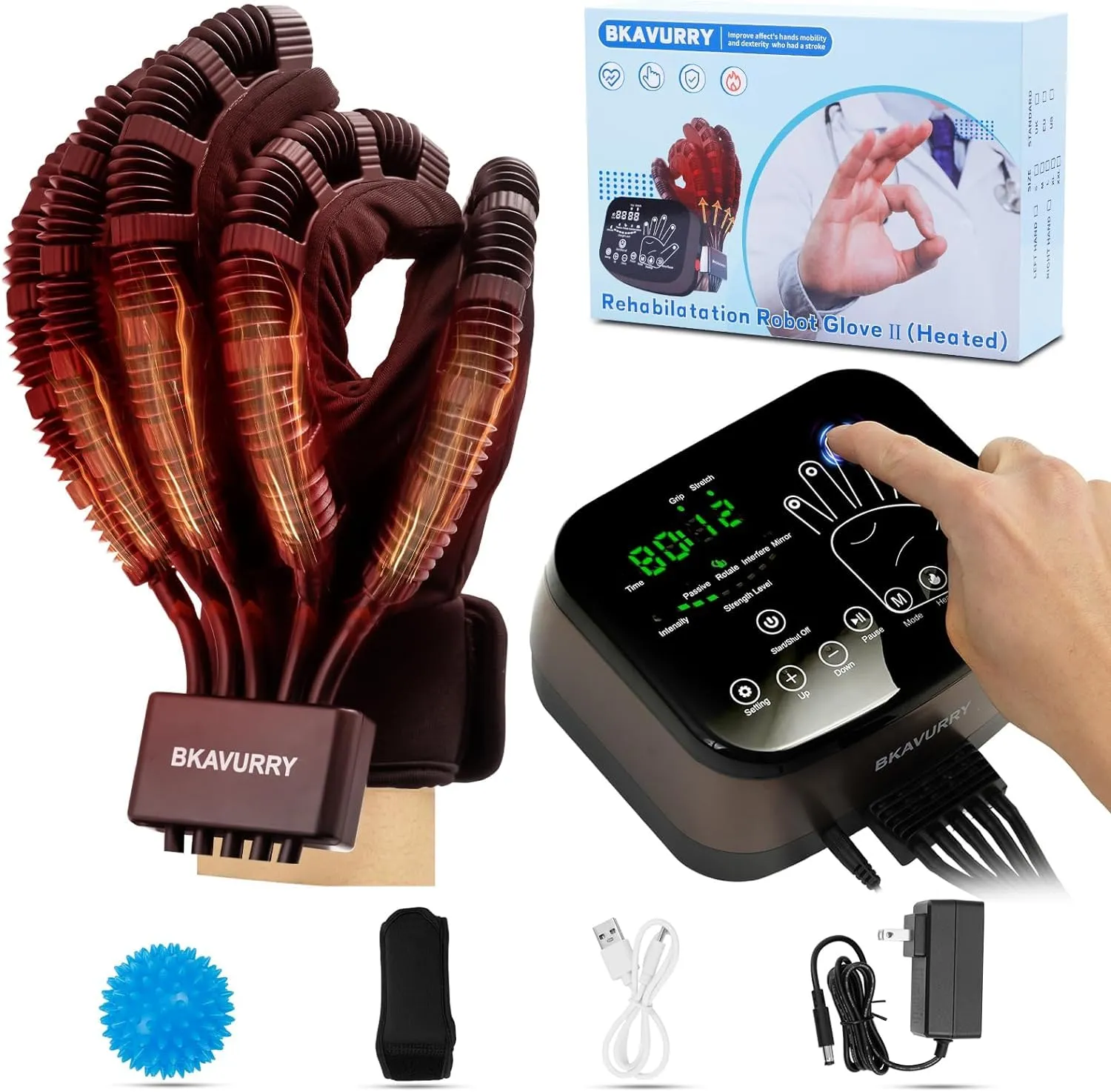 Rehabilitation Robotic Heat Gloves for Stroke,Memory Function Hand Robotic Rehabilitation Device Stroke Rehab Hand Equipment for Stroke and Cerebral Palsy