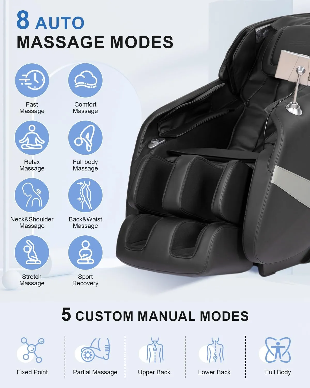 RELX 2025 Massage Chair Full Body, Zero Gravity Airbag Shiatsu Massage Chair with SL-Track, Heating, AI Control, Body Scan, 13 Modes, Foot Rollers, and Deep Yoga Stretch (Black)