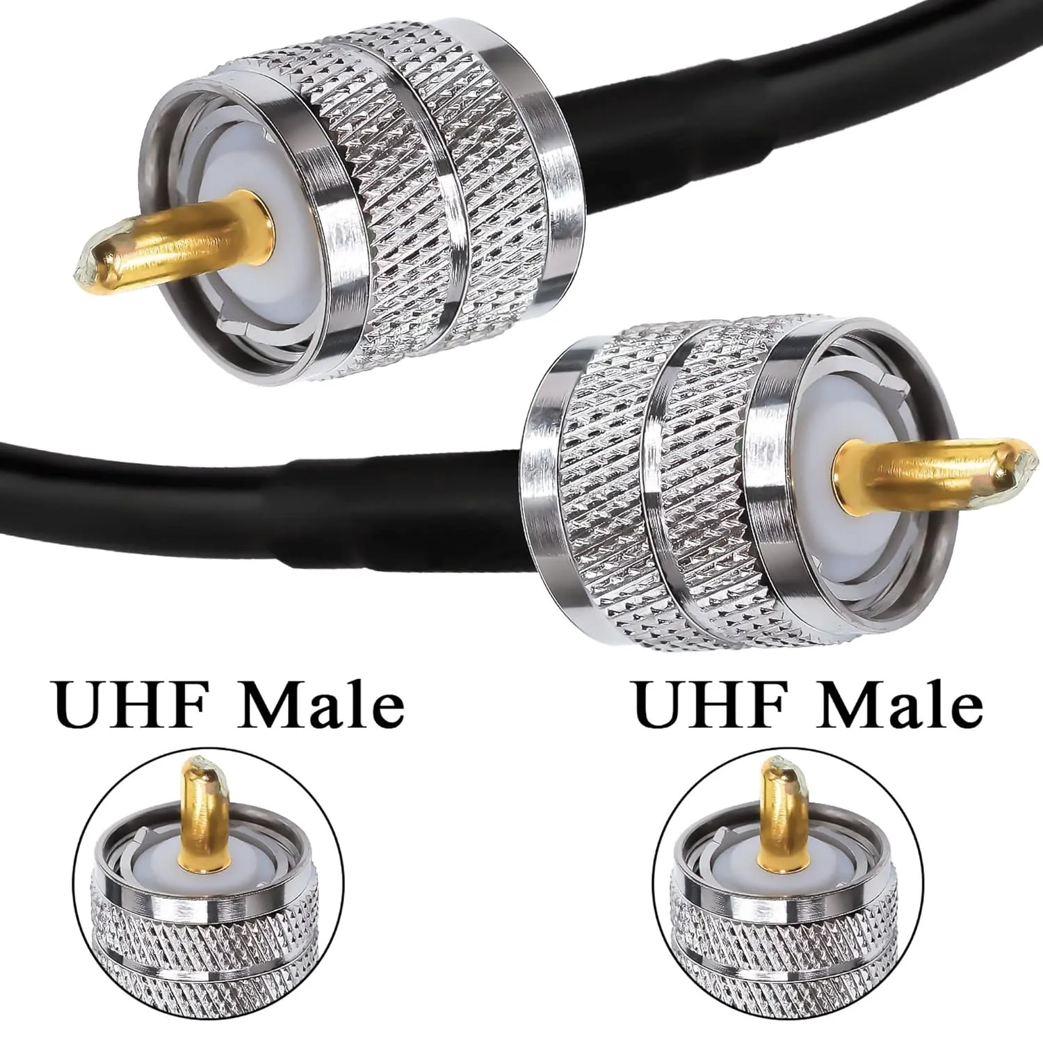RG58 PL259 UHF CB Radio Cable, 32.8ft (10M) SO239 UHF Male to PL259 Male Jumper Cable Low Loss UHF PL259 Extension Coax Cable for Two Way Radio, Wireless LAN Devices