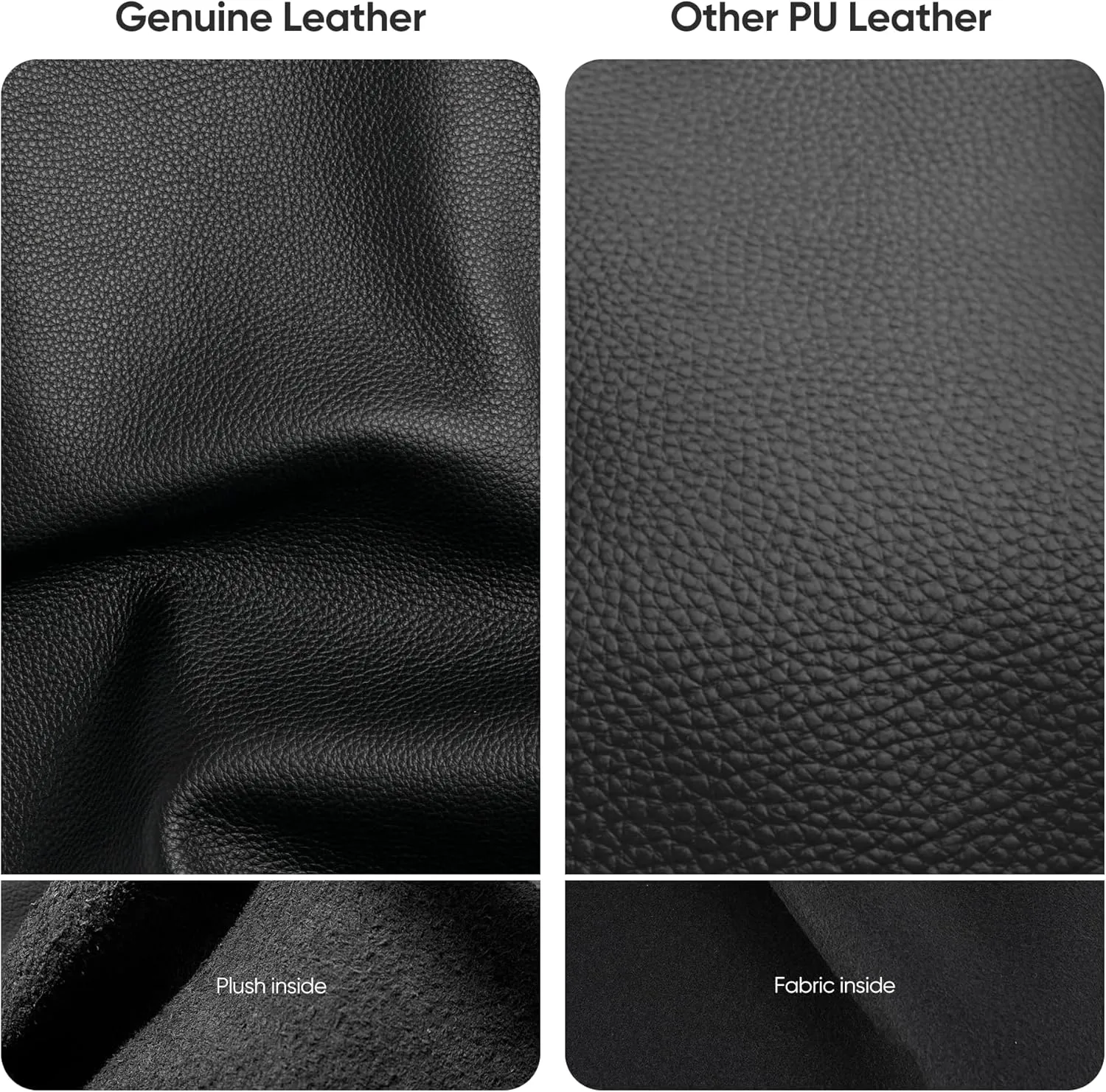 Ribbed Office Chair Top Grain Leather Desk Chair High Back Genuine Leather Swivel Chairs with Aluminum Alloy Arms & Base, with Silent Nylon Wheels, High Adjustable and Tilting Function, Black
