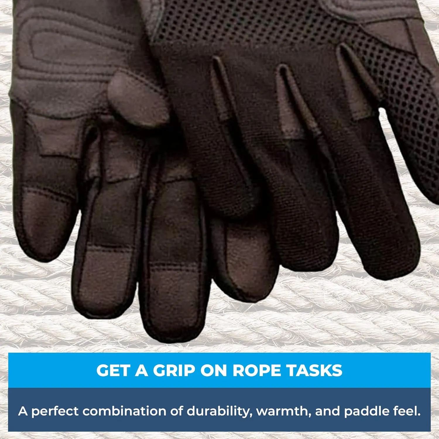 Rock-N-Rescue Rope Master Gloves - Version II, Lightweight, Breathable, Stretchable, Nylon Construction for Dexterity and Comfort, Leather Reinforced Palms for Protection, Large