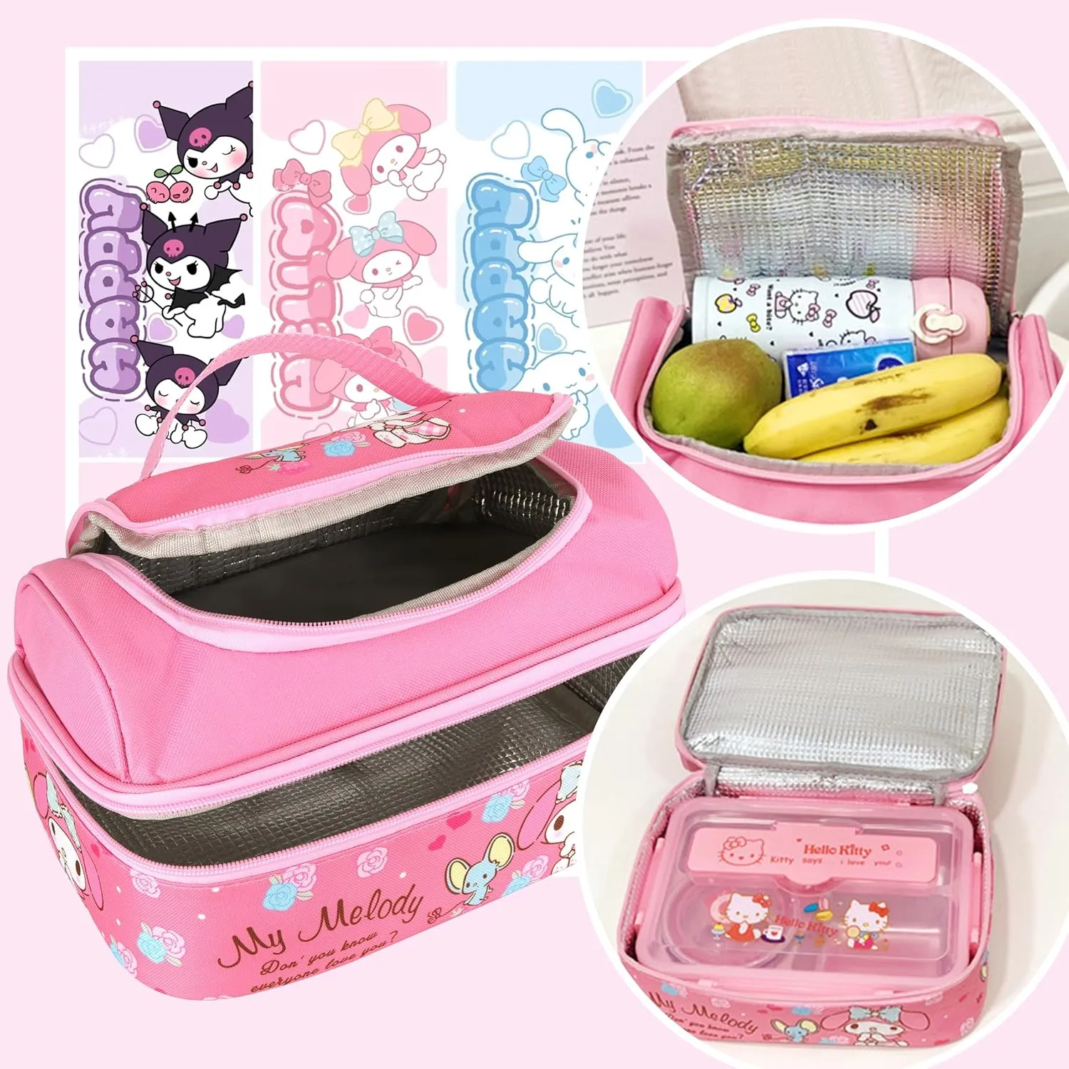 Roffatide Handbag for Man Woman Leakproof Large Compartment Food Container Tote for Work Travel Purple