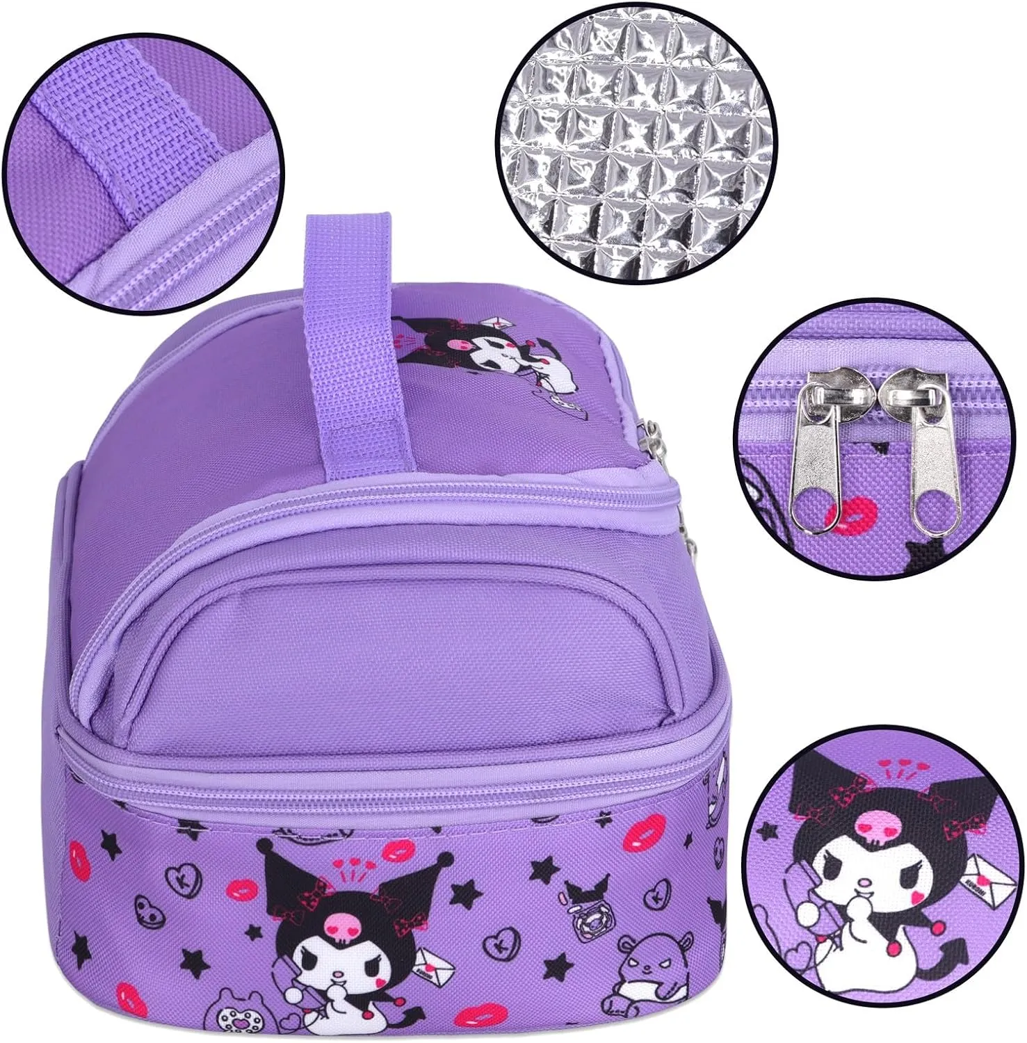 Roffatide Handbag for Man Woman Leakproof Large Compartment Food Container Tote for Work Travel Purple