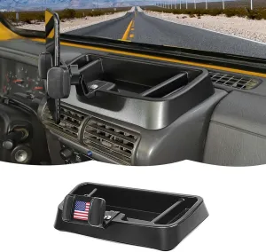 RT-TCZ Cell Phone Holder Dash Mount Phone Holder with Tray Organizer Storage Box American Flag for Jeep Wrangler TJ 1997-2006