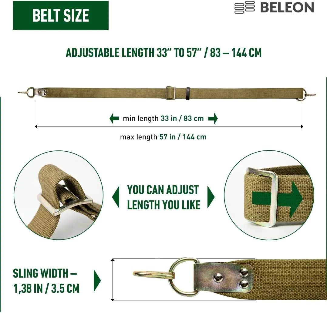 Russian Two Point Sling with Metal Hook Soviet Military Canvas Rifle Sling for Outdoors